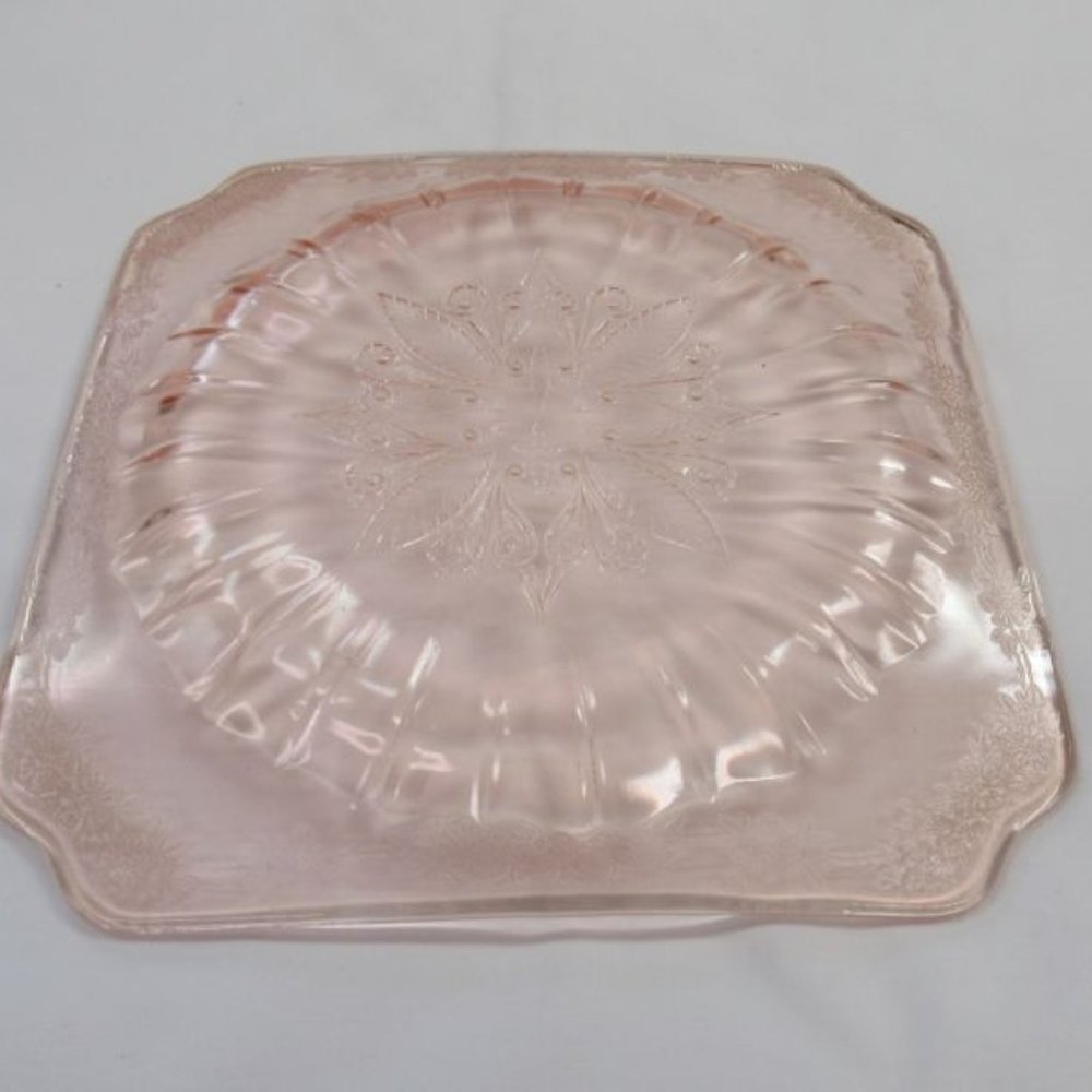 Jeannette Depression Glass Pink ADAM 7 1/2 Inch Square Salad or Lunch Plate - Picture 4 of 4